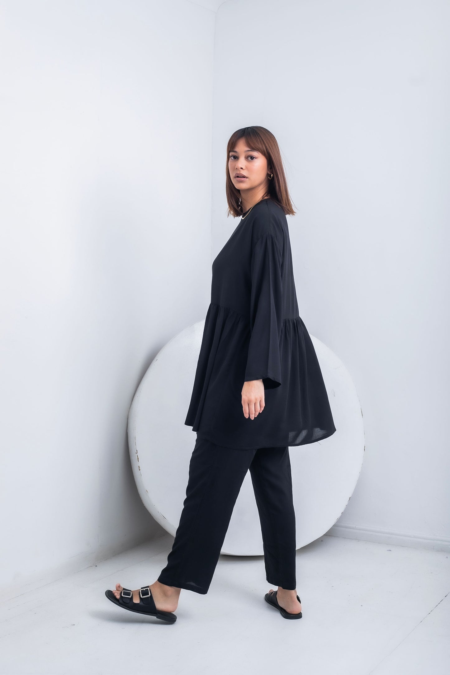 Black-Viscose  Mom Track Set