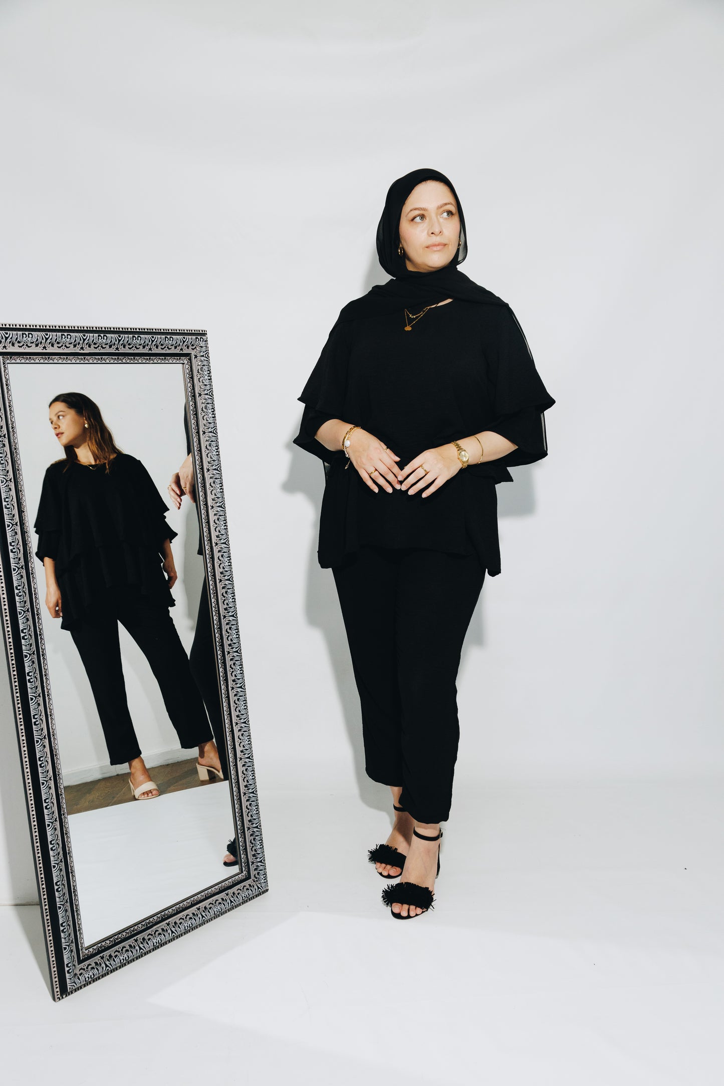 Black Frill Tunic Set