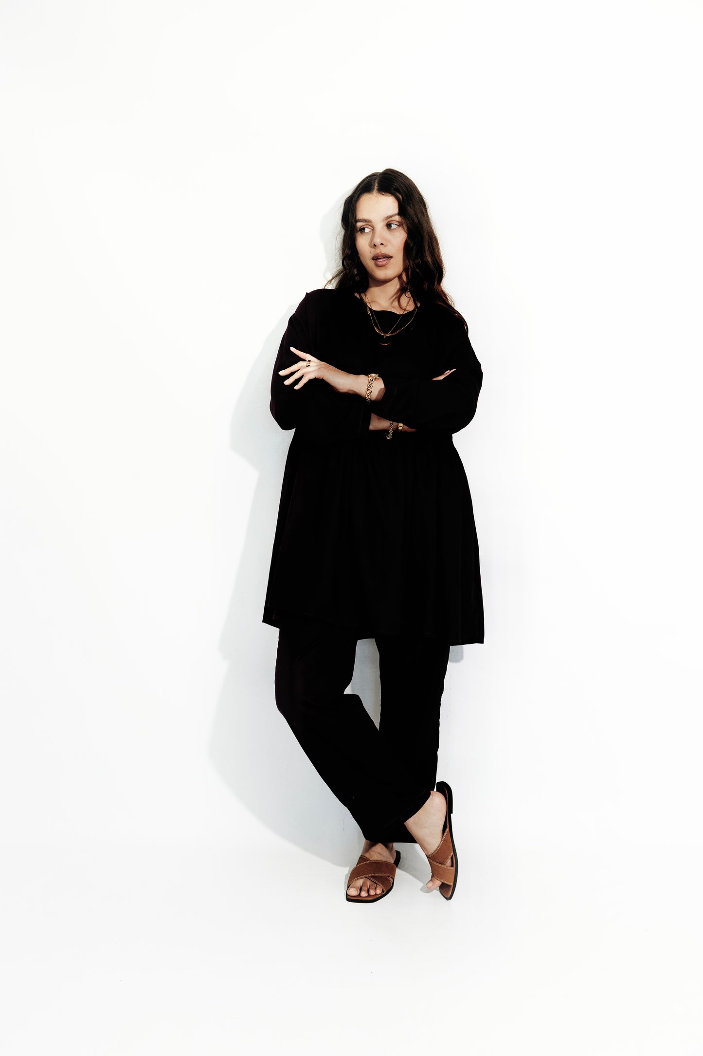 Black-Viscose  Mom Track Set
