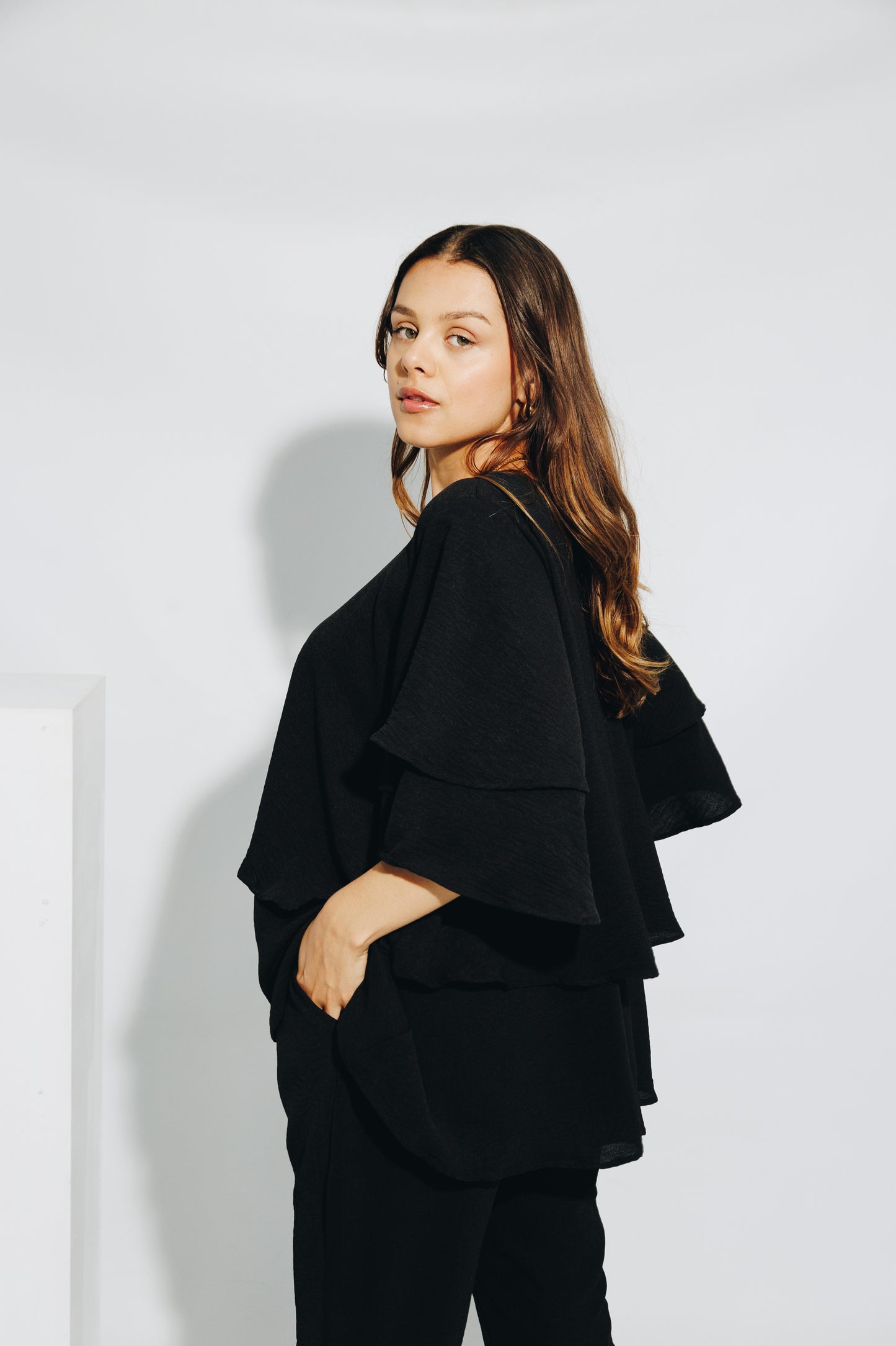 Black Frill Tunic Set