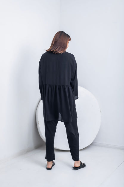 Black-Viscose  Mom Track Set