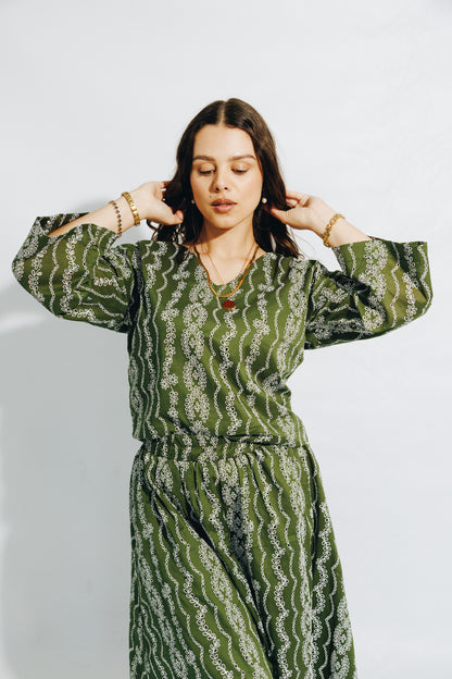 Olive Anglaise Skirt&Tunic