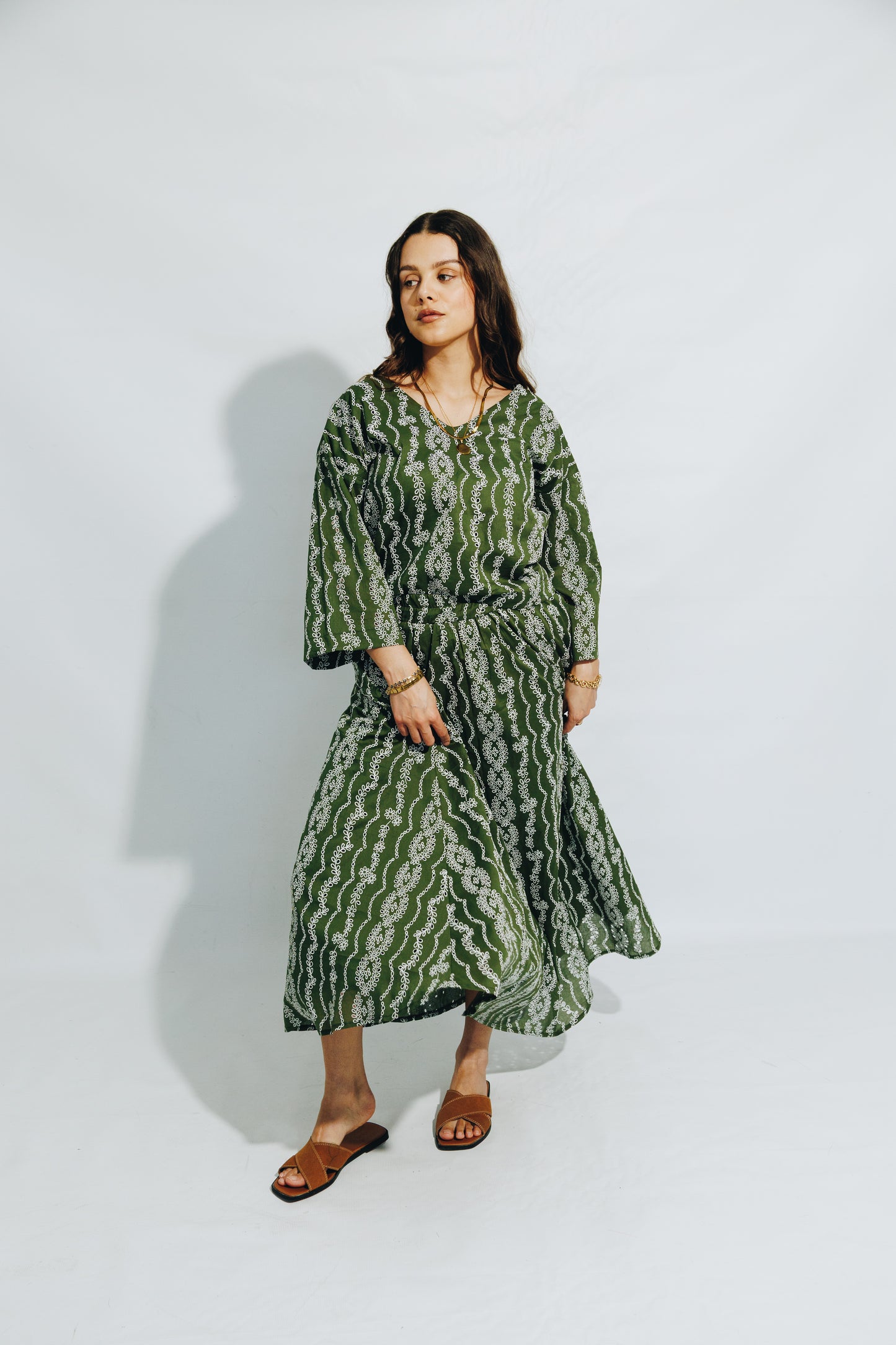 Olive Anglaise Skirt&Tunic