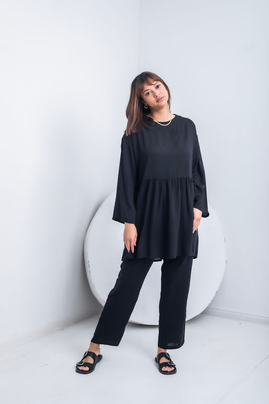 Black-Viscose  Mom Track Set