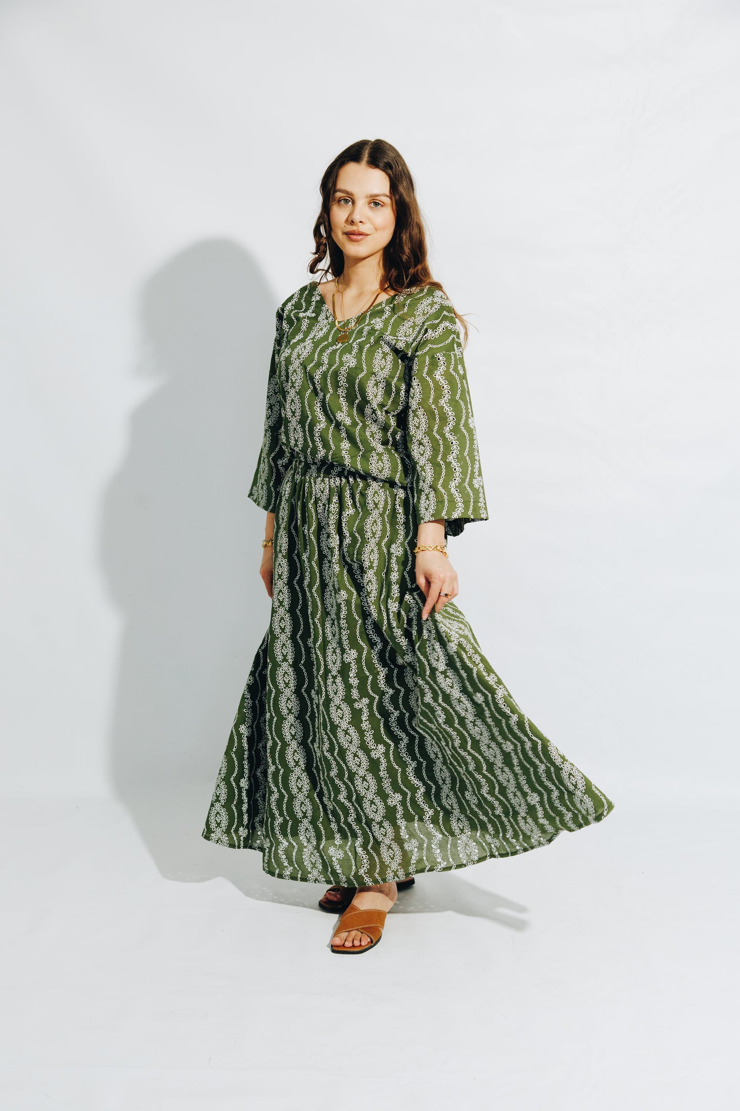 Olive Anglaise Skirt&Tunic