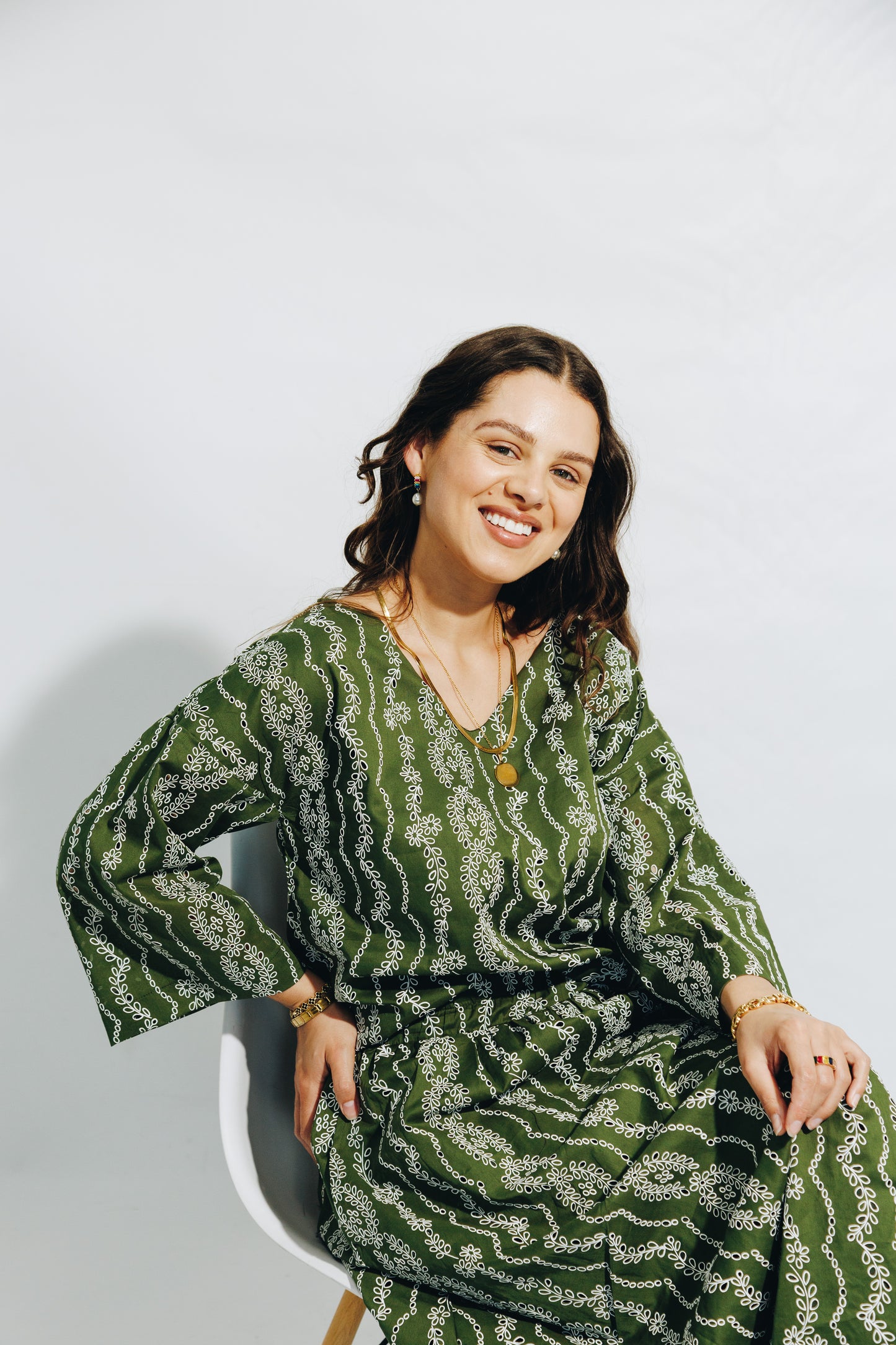 Olive Anglaise Skirt&Tunic
