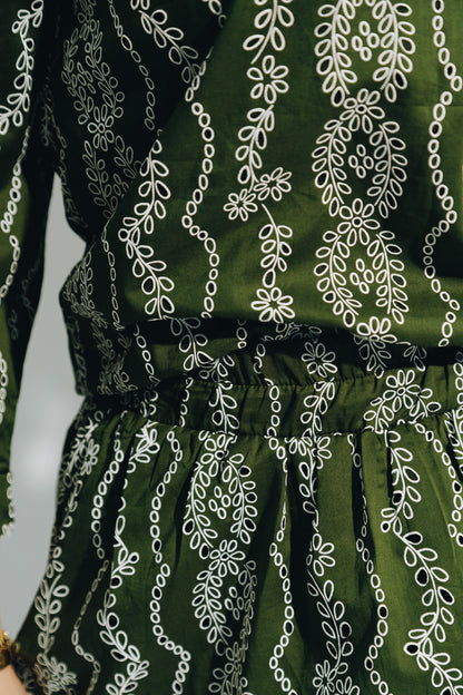 Olive Anglaise Skirt&Tunic