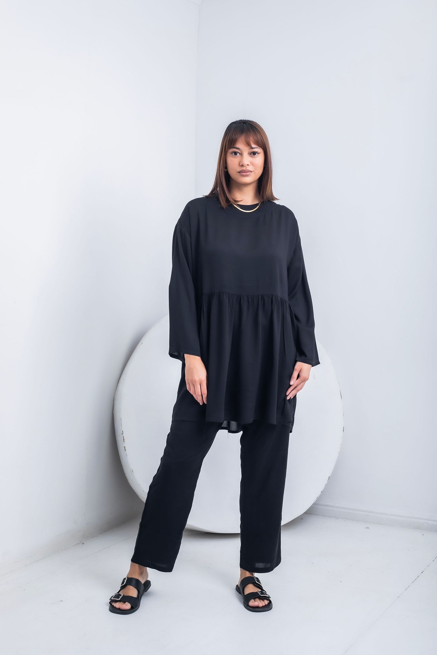 Black-Viscose  Mom Track Set