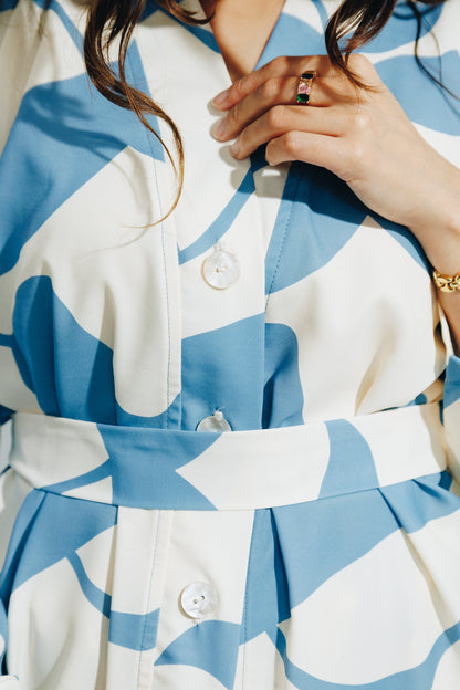 Blue Leaf- Kimono&Trouser