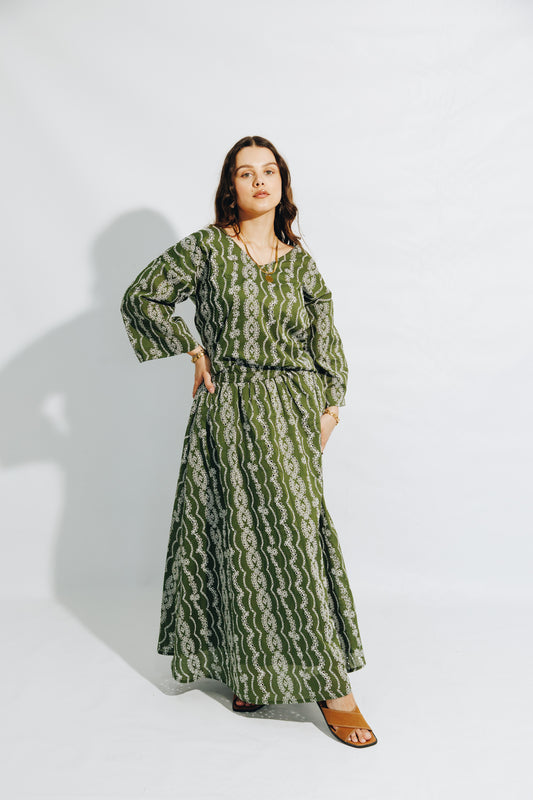 Olive Anglaise Skirt&Tunic