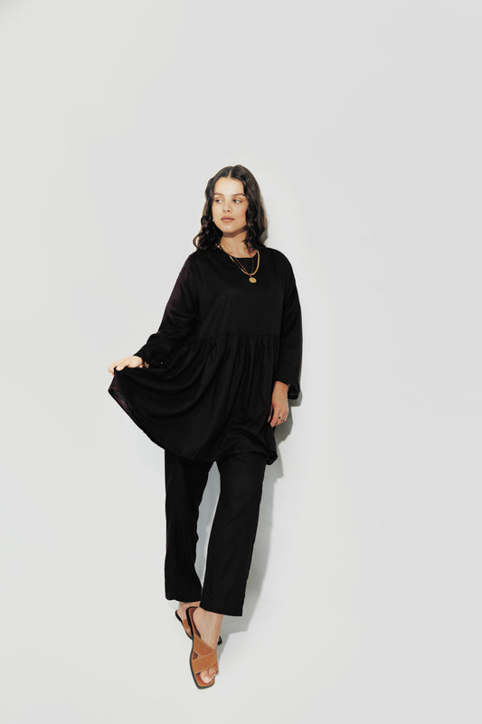 Black-Viscose  Mom Track Set