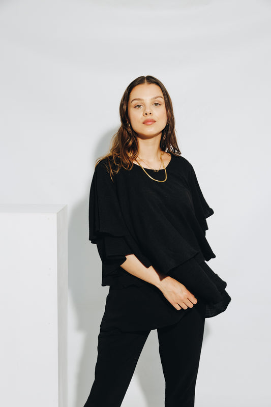 Black Frill Tunic Set